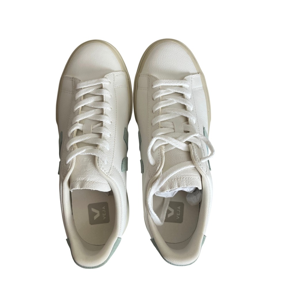 Veja Campo Sneaker Leather White Mint Green Women 10 - Picture 3 of 5